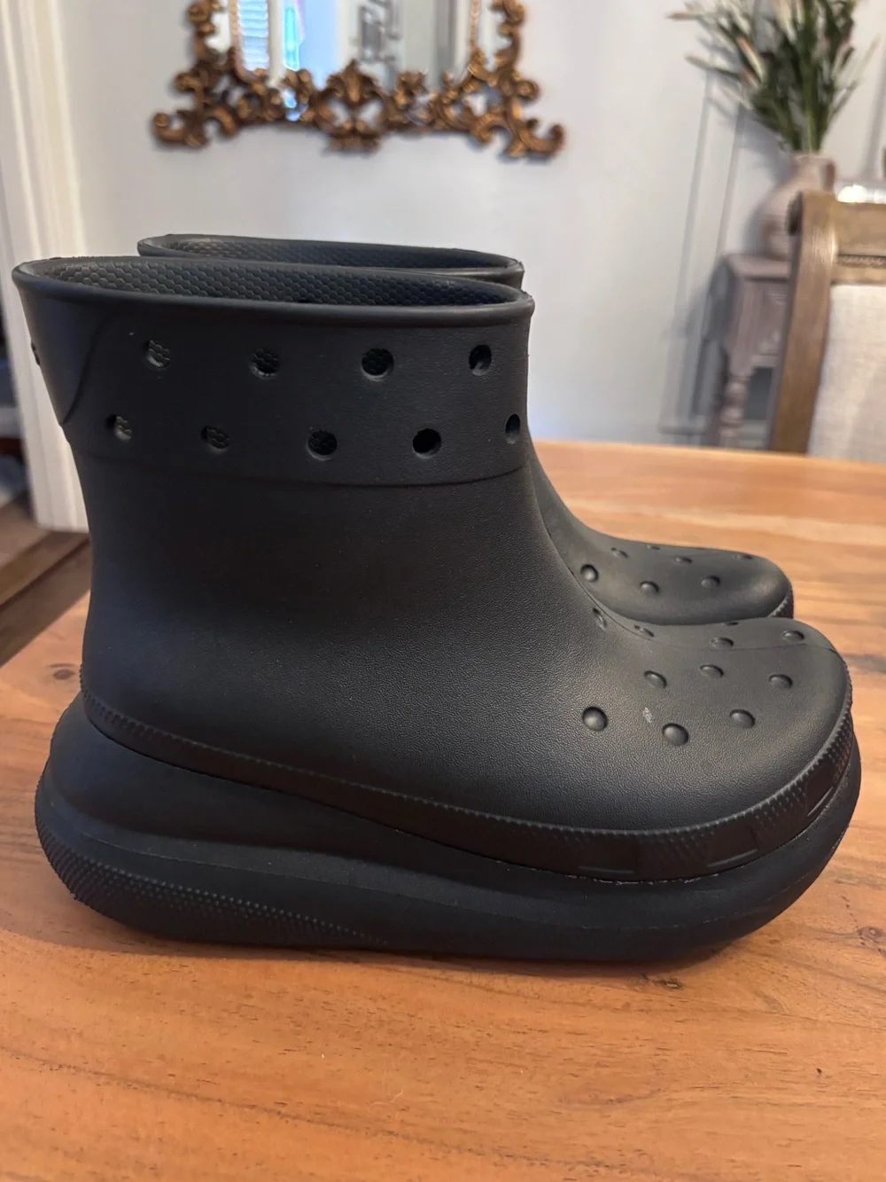 CROCS Women's Black Crush Platform Rain Boots – Waterproof